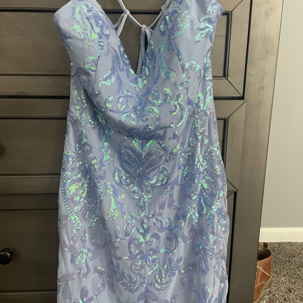 Windsor Blue and Green Sequin Mini Dress